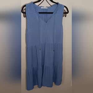 NWOT Lucky Brand Cottagecore Swiss DotTiered Sleeveless Cotton Mini Dress